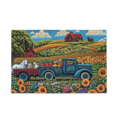 Bauernhofszene Verschiedene Tiere Puzzles 500 Teile Puzzle Puzzle Spiel Home Wall Artwork Lustiges Puzzle für Erwachsene von ODAWA