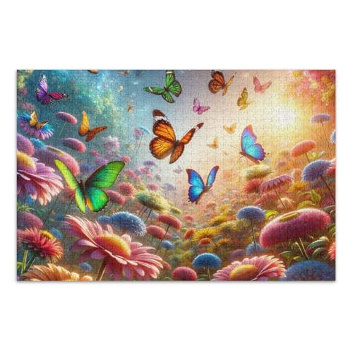 Blumen Schmetterling Puzzle 500 Teile Puzzle Pädagogisches und Lernpuzzle für Erwachsene Teenager von ODAWA