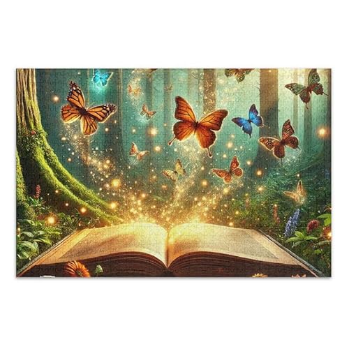 Buch Schmetterling Glow Puzzle Pädagogisches und Lernpuzzle Lustiges Puzzle für Erwachsene, Fertige Größe 74,9 x 50 cm von ODAWA