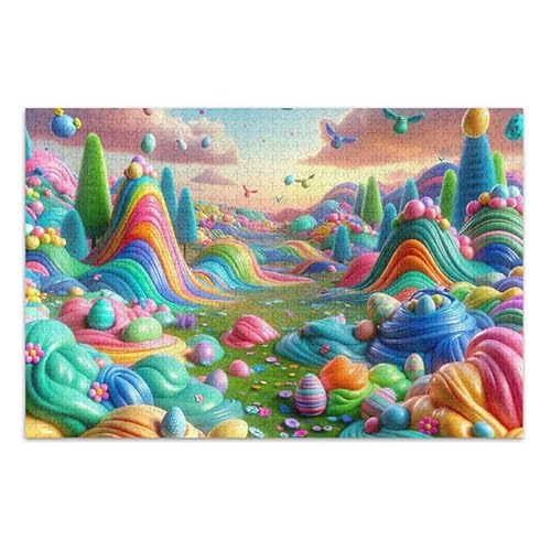 Bunte Osterhügel Puzzle, 500-teiliges Puzzle-Spiel, Wandkunstwerk für Erwachsene und Jugendliche von ODAWA