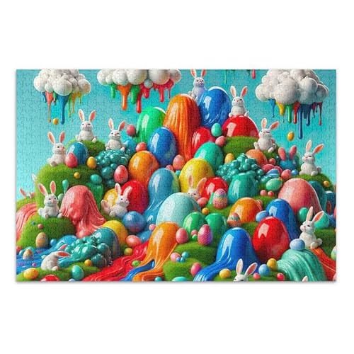 Bunte Osterlandschaft, Puzzle-Spiel, Wandkunstwerk für Erwachsene, Familien, fertige Größe 74,9 x 50 cm von ODAWA