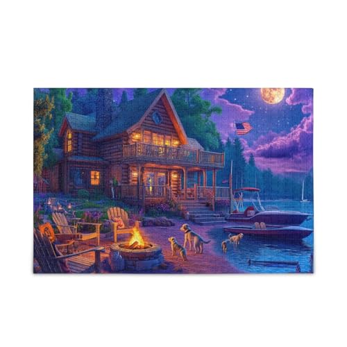 Cabin Lake Puzzle 500 Teile Puzzle Stabile 2 mm Puzzleteile Lustiges Puzzle für Erwachsene von ODAWA