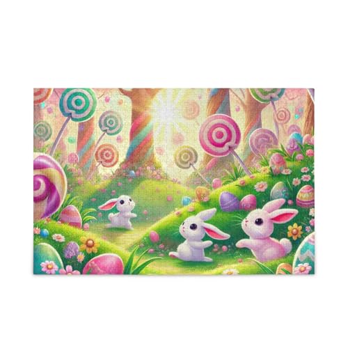 Candyland Bunnies Pink Puzzles Sturdy 2mm Puzzle Pieces Funny Puzzle for Adults, Finished Size 74.9 cm x 50.0 cm von ODAWA