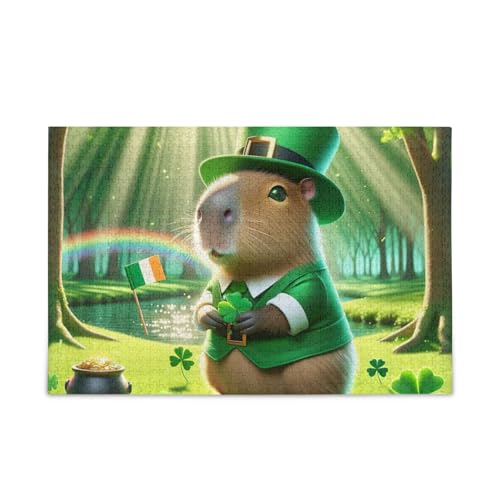 Capybara 500 Teile Puzzle, Regenbogengrün Puzzle für Erwachsene, Familien, 52,1 cm L x 37,8 cm B von ODAWA