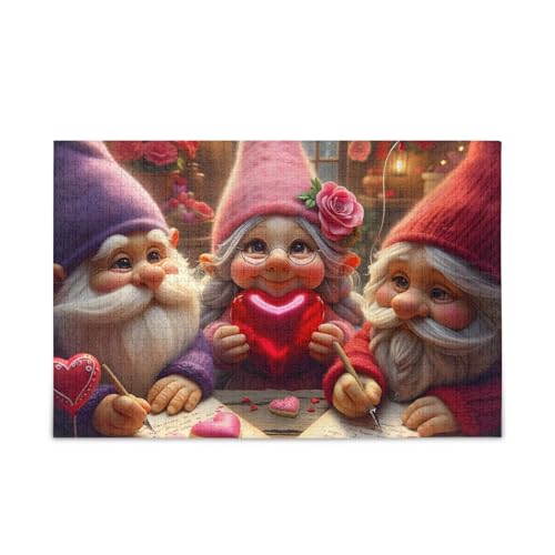 Charmante Zwerge Valentinstag Puzzles 500 Teile Puzzle DIY Geschenk Jigsaw Puzzles mit Mesh Aufbewahrungstasche Herausforderung Puzzle für Erwachsene von ODAWA