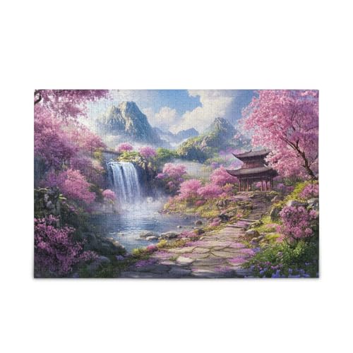 Cherry Blossom Path Pink Puzzles 500 Teile Puzzle Jigsaw Puzzles Lustiges Puzzle für Erwachsene von ODAWA