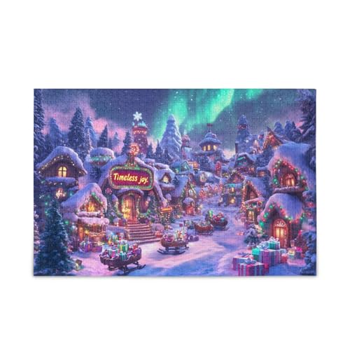 Christmas Village Aurora Puzzle 500 Teile Puzzle Puzzle Spiel Home Wall Artwork Lustiges Puzzle für Erwachsene von ODAWA