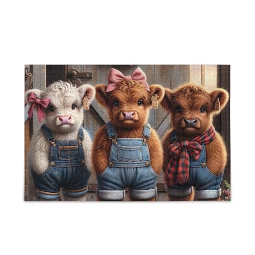 Country Cows with Bows Puzzles 500 Piece Jigsaw Puzzle Challenging Puzzle Game Fun Family Activity von ODAWA