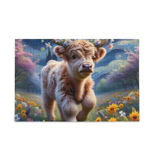 Dreamy Cow Blue Puzzles 500 Teile Puzzle Puzzle Spiel Home Wall Artwork Lustiges Puzzle für Erwachsene von ODAWA