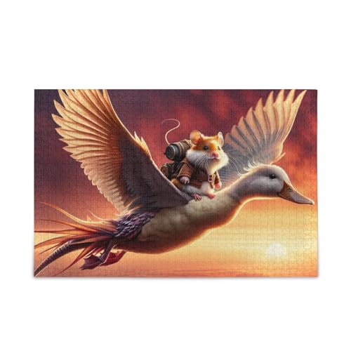 ODAWA Duck Flies Puzzle 500 Teile Puzzle Puzzle Spiel Home Wall Artwork Lustiges Puzzle für Erwachsene Kinder, Entenfliegen von ODAWA