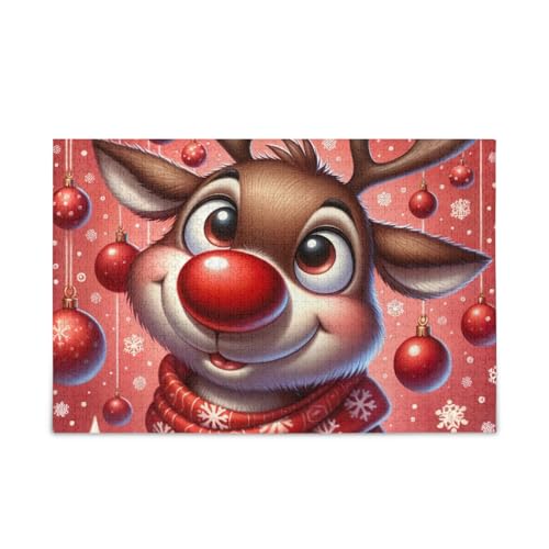 Festive Rentier Red Puzzle 500 Teile Puzzle Puzzle Spiel Home Wall Artwork Challenge Puzzle für Erwachsene von ODAWA