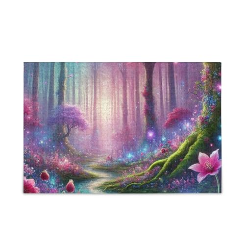 Forest Purple Glow Puzzle 500 Teile Puzzle Stabile 2 mm Puzzleteile Lustiges Puzzle für Erwachsene von ODAWA