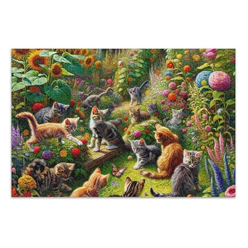 Garten Katzen und Kätzchen Puzzle 500 Teile Puzzle Pädagogisches und Lernpuzzle für Erwachsene Familien von ODAWA