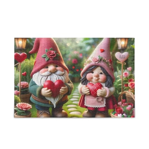 Gartenzwerge, Rosa, Puzzle, 500 Teile, stabiles 2 mm, Puzzleteile, Herausforderung Puzzle für Erwachsene von ODAWA