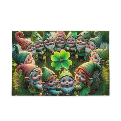 ODAWA Gnomes St. Patrick's Day Puzzle 500 Teile Puzzle Puzzle Spiel Home Wall Artwork Lustiges Puzzle für Erwachsene von ODAWA