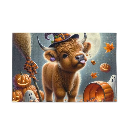 Halloween Kuh Mond Puzzles 500 Teile Puzzle DIY Geschenk Puzzle mit Mesh Aufbewahrungstasche Spaß Familie Aktivität von ODAWA