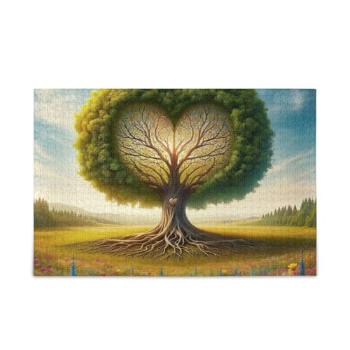 Heart Tree Green Meadow Puzzle, 500 Teile, stabiles 2 mm Puzzleteile, Herausforderungspuzzle für Erwachsene von ODAWA