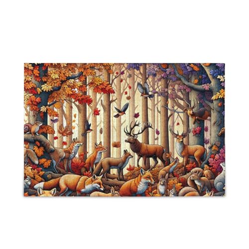 Herbst-Hirsch-Puzzle-Spiel für Zuhause, Wandkunst, Herausforderung Puzzle für Erwachsene, fertige Größe 74,9 x 50 cm von ODAWA