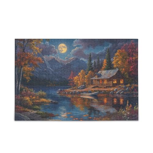 Herbstnacht Reflexion Blau Puzzles 500 Teile Puzzle Puzzle Spiel Home Wall Artwork Lustiges Puzzle für Erwachsene Kinder von ODAWA