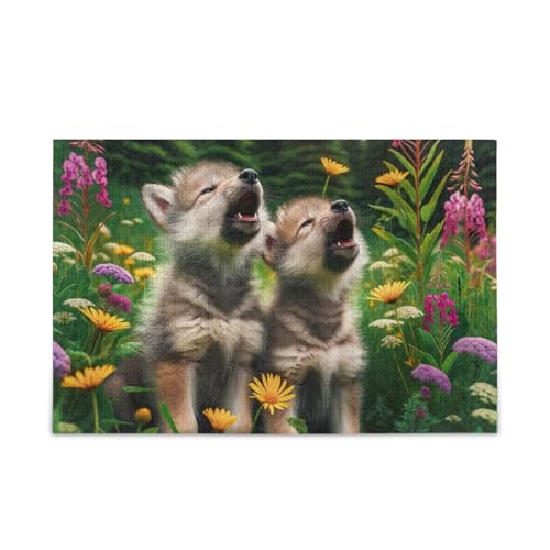 Heulender Wolf Wiese Puzzle 500 Teile Puzzle Herausforderndes Puzzlespiel Spaß Familienaktivität von ODAWA