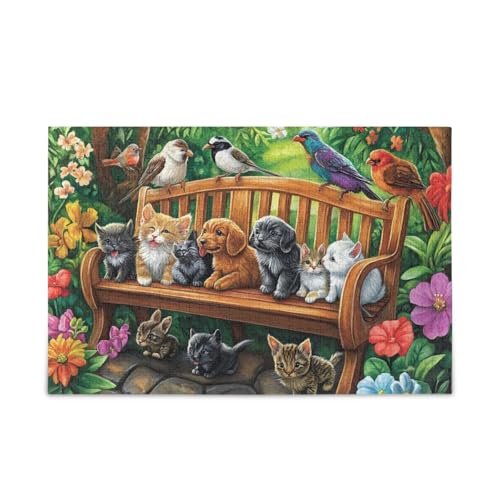 Hunde Katzen Vögel Bank grüne Puzzles 500 Teile Puzzle Spiel Home Wall Artwork für Erwachsene Teenager von ODAWA