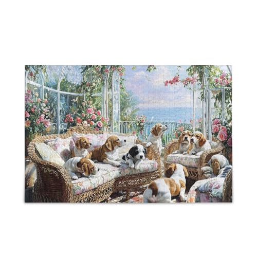 Hunde Lounging Puzzles 500 Teile Puzzle Stabile 2 mm Puzzleteile Herausforderung Puzzle für Erwachsene von ODAWA