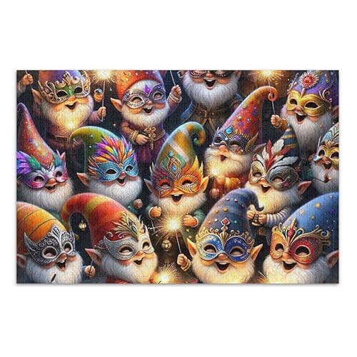 Karneval Zwerge mit Masken Puzzle Pädagogisches und Lernen Puzzle für Erwachsene Familien Fertige Größe 74,9 x 50,0 cm von ODAWA