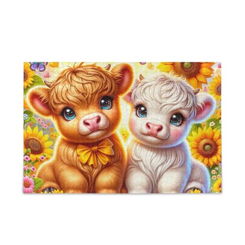 Kühe Blumen und Schmetterlinge Puzzle 500 Teile Puzzle Spiel Home Wall Artwork Spaß Familie Aktivität von ODAWA