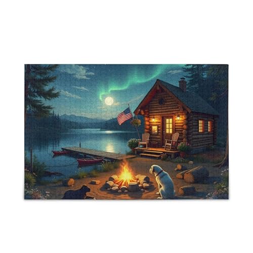 Lagerfeuer Nacht Blau Puzzles 500 Teile Puzzle Jigsaw Puzzles Lustiges Puzzle für Erwachsene von ODAWA