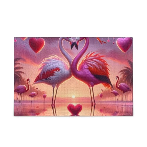 Love Flamingos Pink Puzzles Challenging Puzzle Game Funny Puzzle for Adults, Finished Size 74.9 cm x 50.0 cm von ODAWA