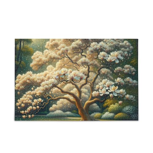 Magnolienbaum Frühling Puzzles 500 Teile Puzzle Jigsaw Puzzles Herausforderung Puzzle für Erwachsene von ODAWA