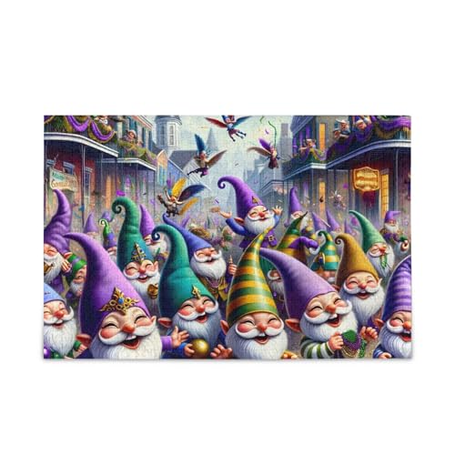 Mardi Gras Gnomes Retro Street Puzzle 500 Teile Puzzle Puzzle Spiel Home Wall Artwork für Erwachsene Familien von ODAWA