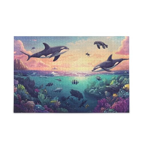 Marine Life Violet Puzzle 500 Teile Puzzle DIY Geschenk Jigsaw Puzzles mit Mesh Aufbewahrungstasche Lustiges Puzzle für Erwachsene von ODAWA