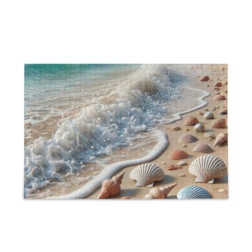 Muscheln am Strand Beige Puzzle Puzzle Lustiges Puzzle für Erwachsene, Fertige Größe 74,9 x 50 cm von ODAWA