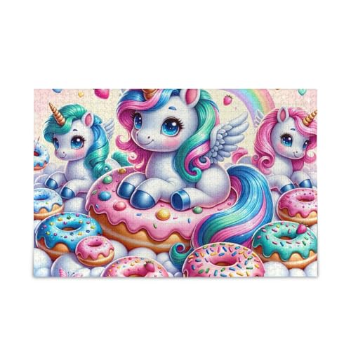 Niedliche Einhorn-Donut-Puzzles, Rosa, 500 Teile, Puzzle, Spaß, Familienaktivität von ODAWA