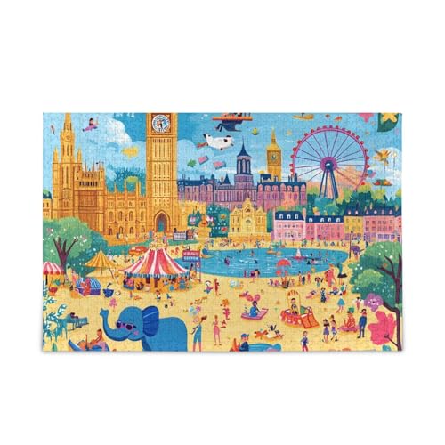 Niedliche Festival-Tiere, bunte Puzzles, Puzzle, Herausforderung für Erwachsene, fertige Größe 74,9 x 50 cm von ODAWA