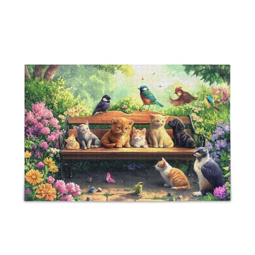 Niedliche Tiere Blumen Grün Puzzles 500 Teile Puzzle Spiel Home Wall Artwork Lustiges Puzzle für Erwachsene Kinder von ODAWA