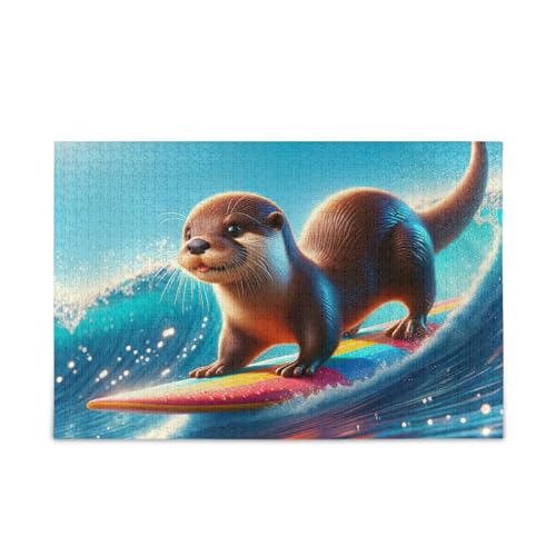 ODAWA Niedlicher Otter-Surf-Puzzle, 500 Teile, Puzzle, Spaß, Familienaktivität von ODAWA