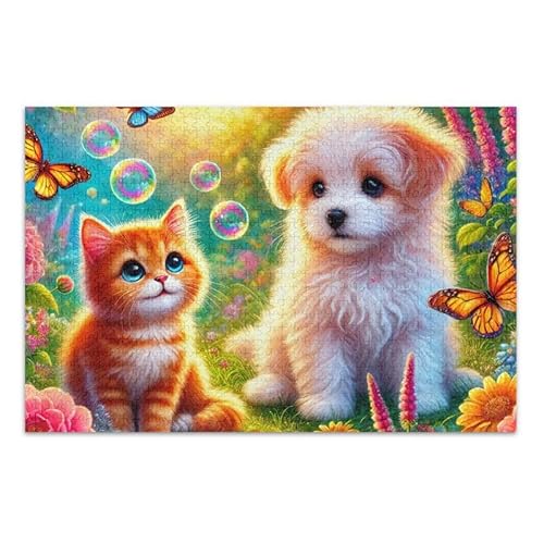 Niedliches Kätzchen-Hunde-Puzzle, 500-teiliges Puzzle, pädagogisches und lernendes Puzzle, lustiges Puzzle für Erwachsene und Kinder von ODAWA