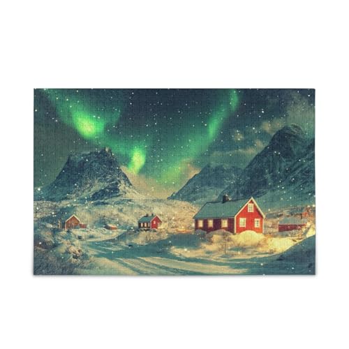 Northern Lights View Puzzle 500 Teile Puzzle Stabile 2 mm Puzzleteile Herausforderung Puzzle für Erwachsene von ODAWA