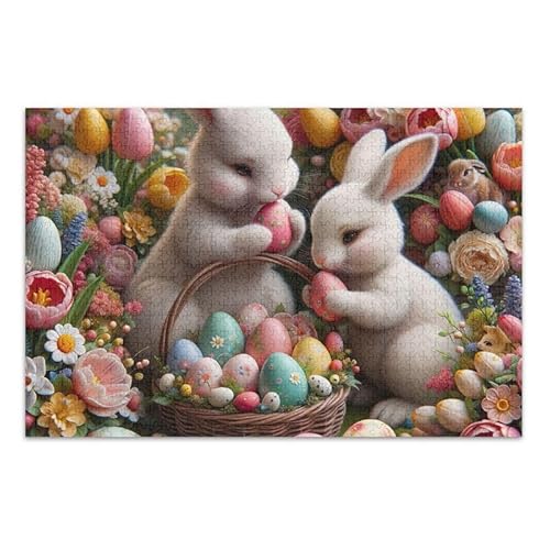 Osterhasen-Eier-Puzzle, 500-teiliges Puzzle, DIY-Geschenk, Puzzles mit Netz-Aufbewahrungstasche, lustiges Puzzle für Erwachsene und Kinder von ODAWA