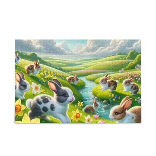 Osterhasen Wiesenpuzzle 500 Teile Puzzle Stabile 2 mm Puzzleteile für Erwachsene Familien von ODAWA