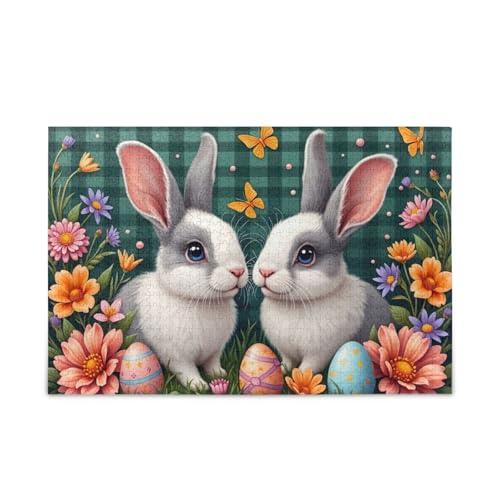 Osterhasen grünes Puzzle 500 Teile Puzzle, DIY Geschenk Puzzles mit Netz-Aufbewahrungstasche Herausforderung Puzzles für Erwachsene von ODAWA