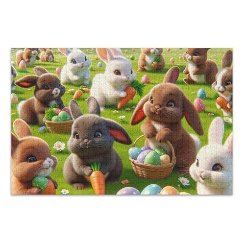 Ostern Hasen Feld Jigsaw Puzzles 500 Teile Puzzle Herausforderndes Puzzlespiel Lustiges Puzzle für Erwachsene Erwachsene von ODAWA