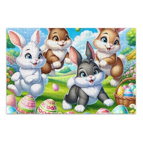 Ostern Hasen und Eier Puzzle 500 Teile Puzzle Puzzle Spiel Home Wall Artwork Lustiges Puzzle für Erwachsene von ODAWA