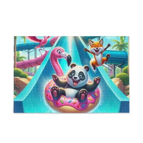 Panda Slide Pink Puzzle 500 Teile Puzzle Puzzle Spiel Home Wall Artwork Fun Family Activity von ODAWA