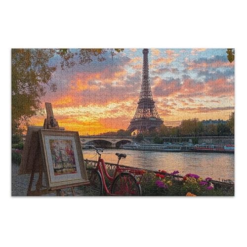 Paris Sonnenuntergang Puzzle 500 Teile Puzzle Pädagogisches und Lernpuzzle Herausforderung Puzzle für Erwachsene von ODAWA