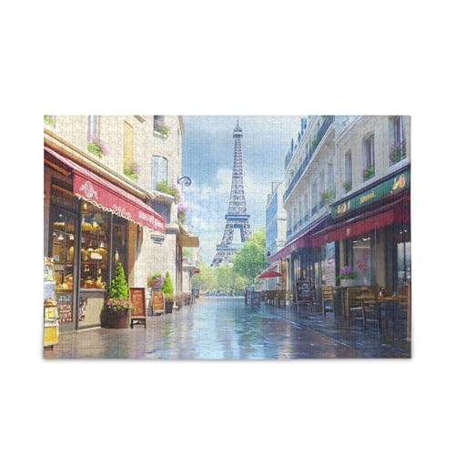 Paris Street Pink Puzzles 500 Teile Puzzle Herausforderndes Puzzlespiel Lustiges Puzzle für Erwachsene von ODAWA