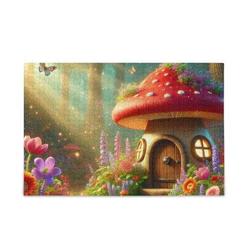 Pilzhütte Tageslicht-Puzzle-Spiel für Zuhause, Wandkunst, Spaß, Familienaktivität, fertige Größe 74,9 x 50 cm von ODAWA