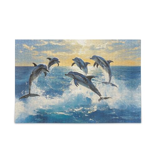 Playful Dolphin Blue Puzzle 500 Teile Puzzle Puzzle Spiel Home Wall Artwork Fun Family Activity von ODAWA